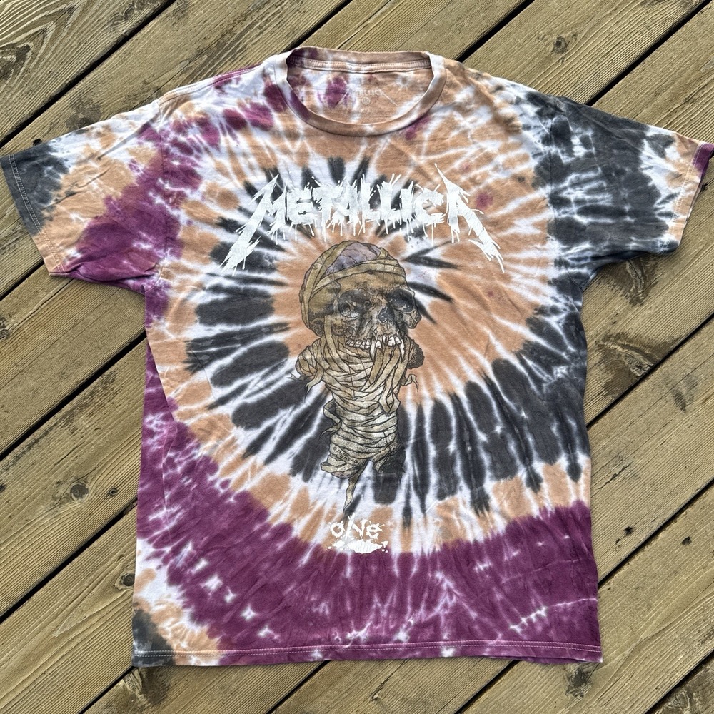 Metallica Pushead Tie Dye T Shirt Skull One Metal Band Tee Medium